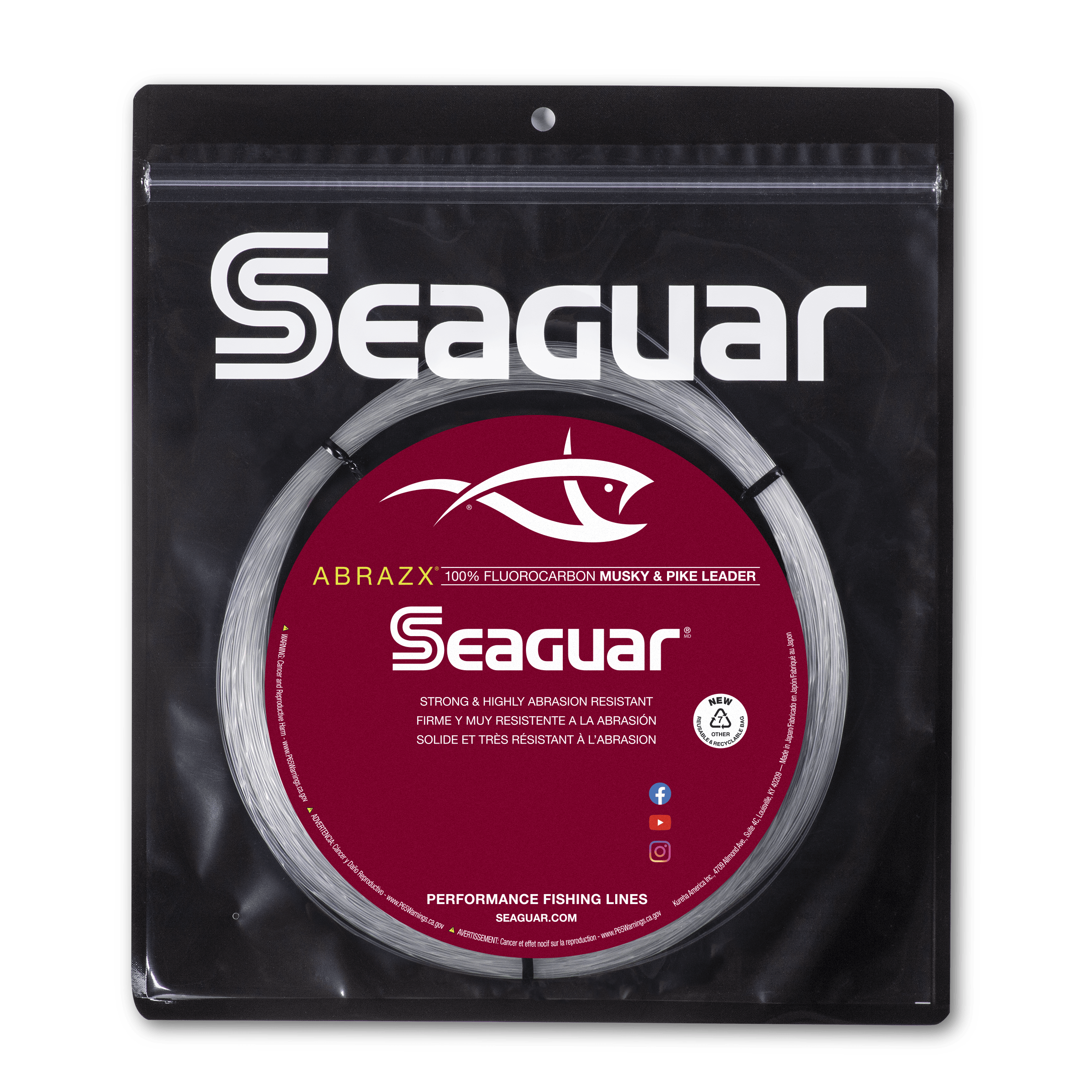 Seaguar AbrazX Fluorocarbon Line - 1000yd Spools - Bait-WrX