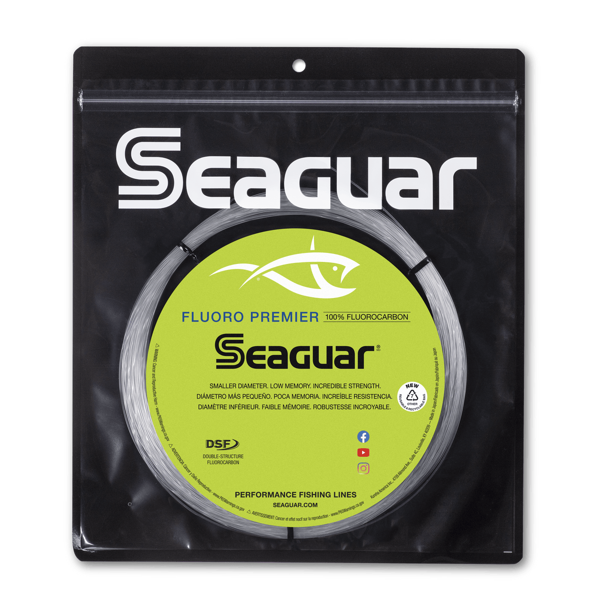Seaguar 40 lb Line Weight 25 Yard Fluoro Premier Fluorocarbon Fishing Line  25yds